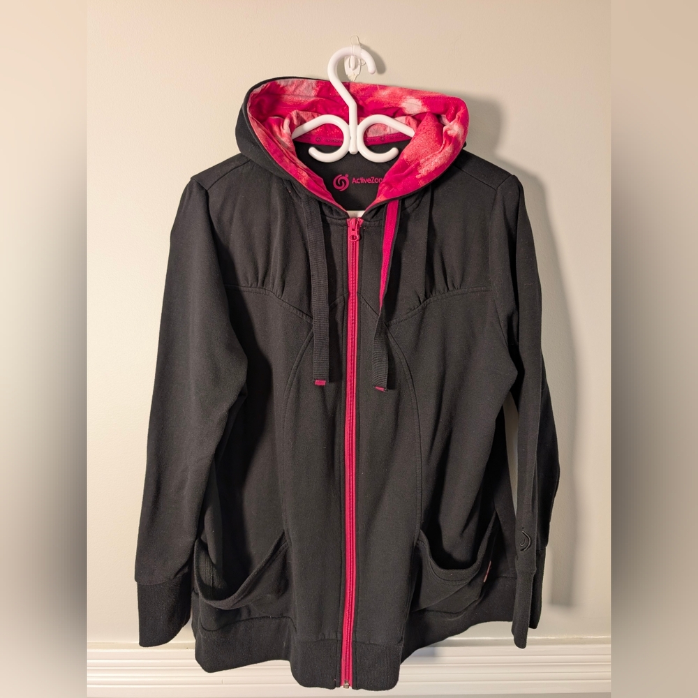 ActiveZone Black and Pink Women's Zip Up